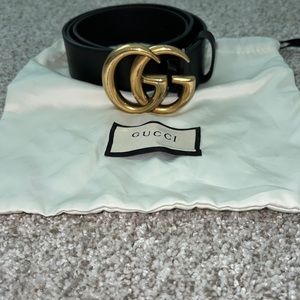 Gucci GG black leather belt size 90